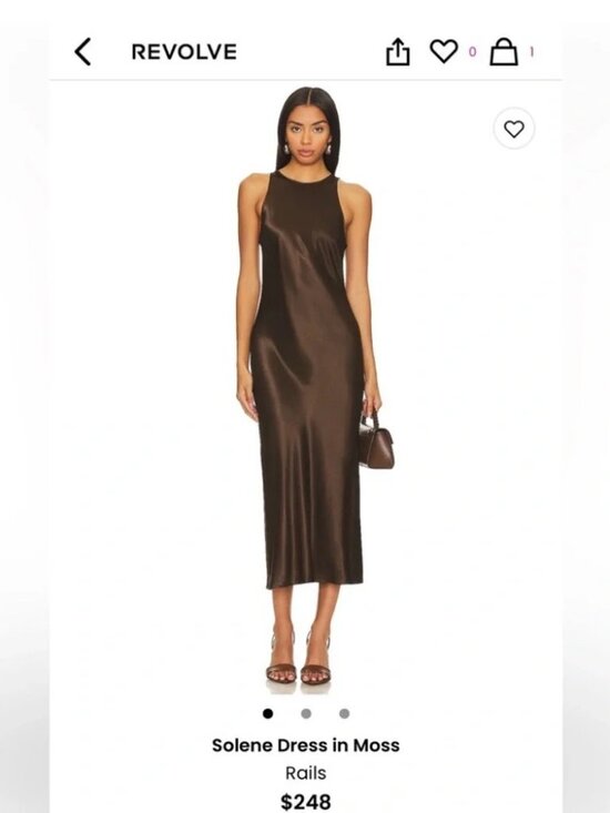 Rails Dresses & Skirts - NWT Womens Rails Solene Moss Brown (Item- 67) Sleeveless Satin Midi Dress S